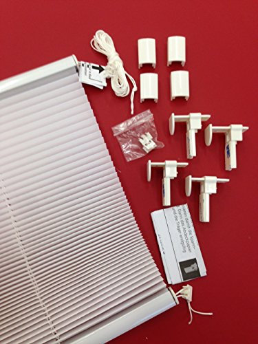 Easy-Shadow Plissee Faltstore Breite x Höhe 80 x 220 cm / 80x220 cm inkl. 4 Stück Klemmträger Farbe weiß ohne Bohren am Fenster - verspannt Stoff Crash/Crush - kürzbar/einstellbar in der Höhe