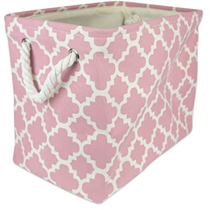 DII Polyester Container with Handles, Lattice Storage Bin, Large, Rose Lattice