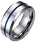 PAURO Herren Tungsten 8mm Ring Blau Grooved Center Poliert Finish Komfort Fit Größe 57