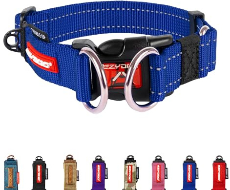 EZYDOG Double Up Dog Collar | Dog Collar Small, Medium, Large Dogs, Reflective Dog Collar, Supreme Comfort, Soft Neoprene Material, Strong Nylon Webbing (X-Large, Blue)