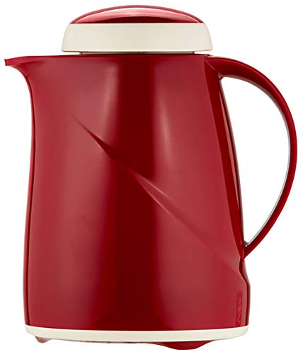 Helios Wave Thermoskanne Dunkelrot 0,3L - 6h Heiß - Hält Getränke heiß & kalt Spülmaschinenfest – Leichter, robuster Kunststoffmantel – Ideal für Kaffee & Tee, Rot