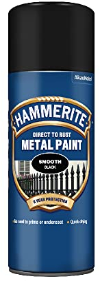 HAMMERITE Direct to Rust Peinture pour métal rouillé Noir 400 ML