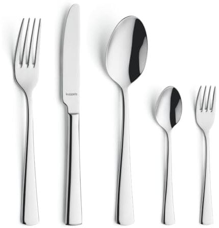 Kuppels | Besteckset FLAIR 30-teilig | Besteck Set 6 Personen | Hochglanzpoliert | Edelstahl | Spülmaschinengeeignet | Stilvolles Essbesteck | Wellenschliff Messer…