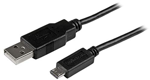 StarTech.com USBAUB50CMBK - Cable adaptador USB A macho a Micro USB B macho delgado para móviles y tablets, 0.5 m