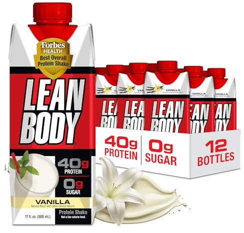 Lean Body Ready-to-Drink Protein Shake, 40g Protein, Gluten Free, 22 Vitamins & Minerals, (Recyclable Carton & Lid - Pack of 12) LABRADA (Vanilla)