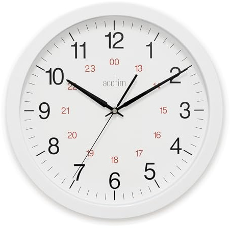 Acctim Metro 14 Wall Clock Quartz 12/24 Hour Dial Easy Read Numbers White 35cm