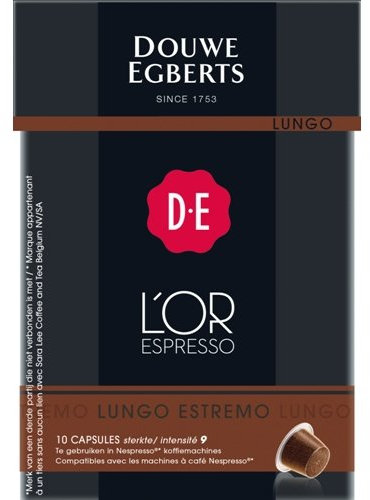 Douwe Egberts L´OR Espresso Lungo Estremo, 10 Capsules, Machines à Café Nespresso compatibles
