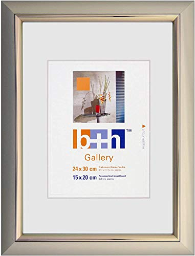 Bilderrahmen 24 x 30 Kunststoff Gold matt Echt-Glas Innenleiste glänzend Portrait-Rahmen