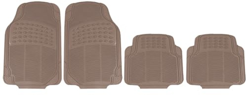 HEYNER® Fußmatten, beige, 4-teilig, für Auto passend zuschneidbar | geruchsneutrales TPR, rutschhemmend durch Noppen an der Unterseite, vorn 71x47,5 cm hinten 43x45 cm