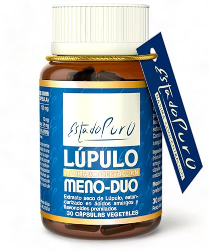 Lúpulo Meno-Duo Estado Puro para Reducir Sofocos, Sudoración e Irritabilidad Asociados a la Menopausia - Extracto Estandarizado y Patentado Sin Estrógenos y Sin Soja - 30 Cápsulas veganas de Tongil
