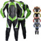 German Wear Einteiler Motorradkombi Lederkombi aus Büffelleder echtleder Kombi, 52/L, Farbe:Grün