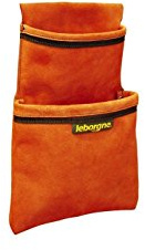 Leborgne - Maxipoche Double de Charpentier + Bande Réfléchissante Batipro - Pochette à Clous en Croûte de Cuir Velours - Grande Taille pour Clous 180 mm - Pour Charpentiers et Maçons