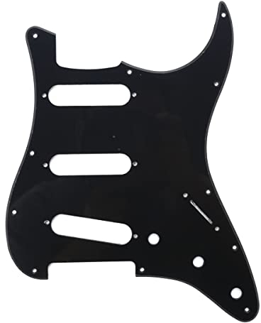 Musiclily 11 Löcher SSS Strat Pickguard Gitarre Schlagbrett für Fender American/Mexican Standard Stratocaster Modern Style E-Gitarre,1 lagig Schwarz