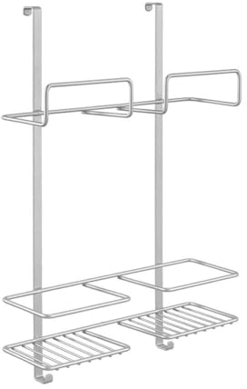 Metaltex Türregal Broomy-für Besen und Putzmittel, Draht Polytherm beschichtet, silber, 12.5 x 30.1 x 46.3 cm