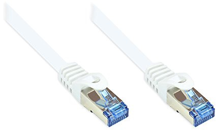 Good Connections Cat.6A Ethernet LAN Patchkabel mit Rastnasenschutz RNS, S/FTP, PiMF, halogenfrei, 500MHz, OFC, 10-Gigabit-fähig (10/100/1000/10000-Base-T Ethernet Netzwerke) - z.B. für Patchpanel, Switch, Router, Modem - weiß, 40m