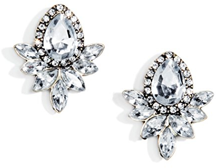 Happiness Boutique Damen Statement Ohrringe in Silberfarbe | Große Auffällige Ohrstecker mit Strasssteinen Vintage Inspirierter Schmuck