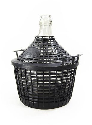 andere Hersteller DESTILLATIO: 5 Liter Glasballon im Schutzkorb | Robuster Weinballon mit schlanker Öffnung und Kunststoff-Schutzkorb