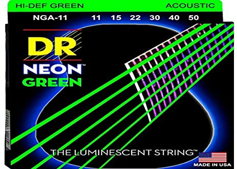 DR Strings NGA11 Hi-Def Neon Green Acoustic Medium - Lite