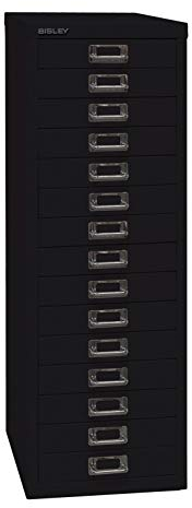 Bisley MultiDrawer, 39er Serie, DIN A4, 15 Schubladen, Metall, 633 Schwarz, 38 x 27.9 x 86 cm