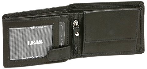 LEAS Damen und Herren Klassische Miniriegelbörse Mini Scheintasche mit Klappe und Riegel im Querformat Echt-Leder, schwarz