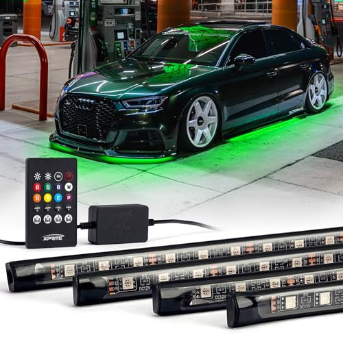 Xprite 21 Couleurs Version Nouvelle 5050 SMD Haute intensité LED Néon Kit soubassement de Voiture 122cm*2 et 91,5cm*2 Son Fonction Actif et Télécommande sans Fil
