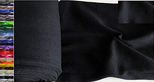 StoffBook BAUMWOLLE BÜNDCHENSTOFF BI-STRETCH RIPPENSTRUKTUR STOFF, B779 (SCHWARZ)