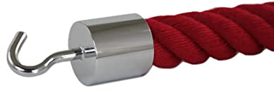 Unbekannt Seilendhalter Seilkappe verchromt mit Haken für 30 mm Seil - Handlaufseil - Absperrseil - Treppenseil