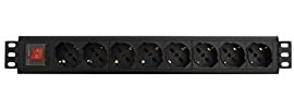 WP Rack Regleta eléctrica de 19 Pulgadas con 8 Tomas universales ITA 10/16 A y Tomas Schuko, Cable de 2 m, Enchufe Italiano 16 A, 250 V/3500 W