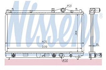 NISSENS Kühler Motorkühlung Kühler Wasserkühler Motorkühler Netzbreite 608mm Netzlänge 300mm Netztiefe 16mm 609941