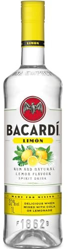BACARDÍ Limón, Ron blanco mezclado con limón, lima y pomelo: un refrescante sabor cítrico, ALC. 27%, 100 cl / 1 l