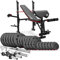 Hop-Sport Hantelbank mit Gewichten HS-1055, klappbare Trainingsbank mit Curlpult, Butterfly und Beincurler Inkl. 38 kg - 129,5 kg Hanteln Set