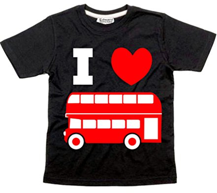 Edward Sinclair 3-4 Years | Black | Children's T-Shirt | I Love Buses | with red & White Print