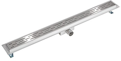 tectake® Edelstahl Duschrinne, Abfluss Dusche, Bodenablauf Dusche, begehbare Dusche, Ablaufrinne, Duschablauf, Duschabfluss Rinne mit Siphon, Sieb und Geruchsstopp - Duschrinne 90cm
