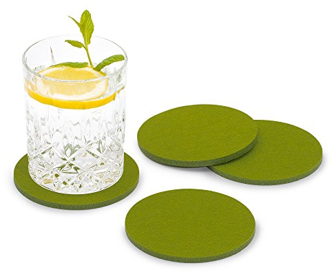 FILU Filzuntersetzer rund 8er Pack (Farbe wählbar) grün - Untersetzer aus Filz für Tisch und Bar als Glasuntersetzer/Getränkeuntersetzer für Glas und Gläser