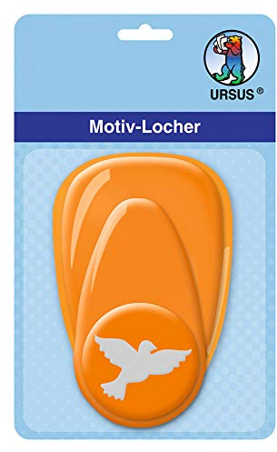 Ursus 19480017 - Motivlocher mit Hebel mittel, Taube, orange, ausgestanztes Motiv ca. 25,4 mm, aus Kunststoff mit Metallstanze, geeignet für Grammaturen von 160 220 g /qm