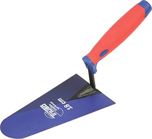 TRIUSO Italienische Maurerkelle 220 mm - Maurerkelle mit geradem Hals - 2K-Griff - gehärteter Bandstahl - blau lackiert - konisch geschliffen