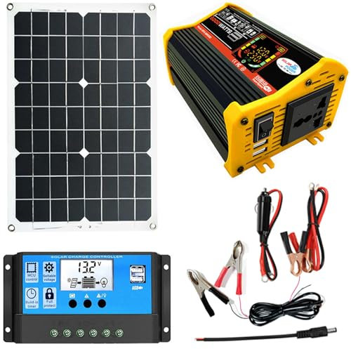 Kit di inverter solare a energia solare, con inverter e pannelli solari, pacchetto di batterie al litio solare per auto con adattatore doppio USB per , furgone da campeggio, overlanding