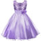 Discoball Abito da Principessa (Paillettes Tulle Fiore) in Pizzo senza Maniche per Matrimonio, Festa di Compleanno, Concorso, Damigella d'Onore per Bimba (3-4 Anni, Lilla)