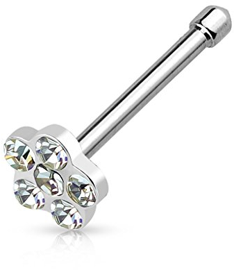 Paula & Fritz® Nasenpiercing-s Stecker Piercing-s Nase Silber Nasen-Ring Nostril Spirale Nasenflügel Schmuck Chirurgenstahl Kristall Klar 0,8-mm 6-mm