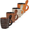G. Wurm GmbH 4 Espressotassen mit 4 Löffeln - 8-teiliges Dekorset, Cremebraun, Dunkelbraun, Orange, Keramikqualität, Höhe 7 cm / 50 ml
