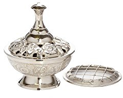 NKlaus Räucherschälchen Silber Handarbeit Räuchergefäß mit Gitter für Weihrauch Räucherwerk Deko klein 1530