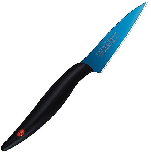 Kasumi Titanium bleu couteau office 8 cm -KTB5 - Couteau pour peler fruits, légumes, champignons