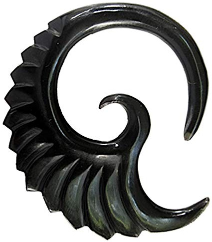 Chic-Net Tribal Horn Piercing Expander Feder Spirale Büffelhorn schwarz Plug Tunnel Ohrhänger Ohrstecker 4 mm