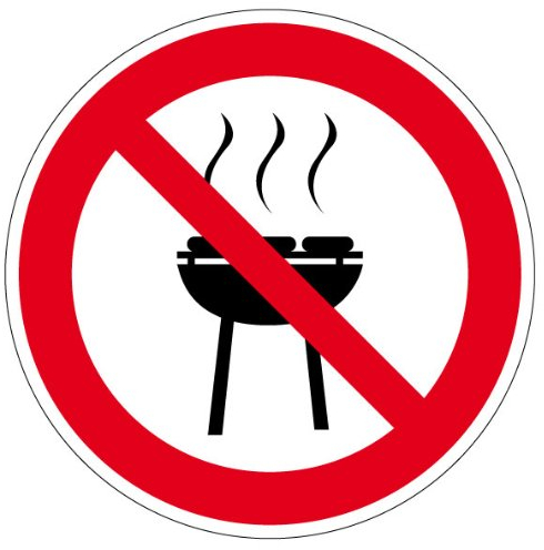 Verbotsschild Grillen verboten aus selbstklebender Folie - in verschiedenen Größen erhältlich