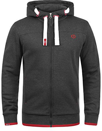 !Solid SDBenjaminZip Herren Sweatjacke Kapuzenjacke Hoodie mit Kapuze Reißverschluss Kordelzug Baumwollmischung Regular fit, Größe:M, Farbe:Med Grey (8254)