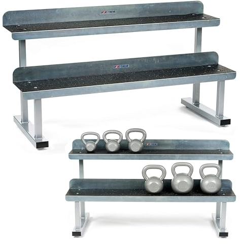 Sport-Thieme Kettlebell Rack aus Stahl | Ständer für Kugelhanteln mit 2 gummierten Ablageflächen | Max. Belastbarkeit 300 kg | rutschfest u. geräuschdämmend | 150x60x80 cm | 20 kg