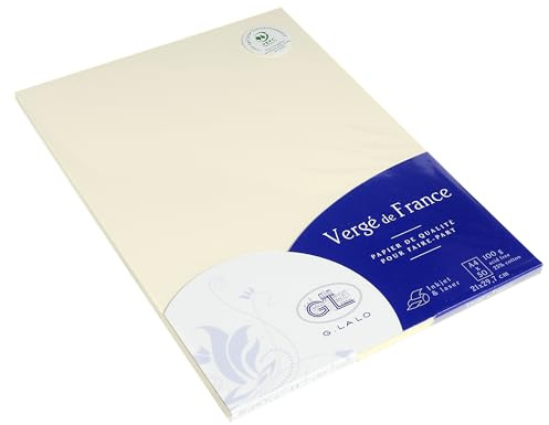 Lalo 47216L 50 Blatt Schreibpapier Vergé de France A4 100g Elfenbein