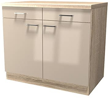 Smart Möbel Küchen Unterschrank - 100 cm breit - Kaschmir Hochglanz - Neapel
