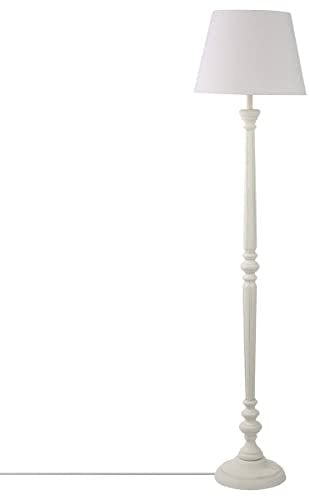 Atmosphera - Lampadaire Leo blanc - bois H153 cm
