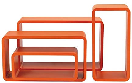 King Collection King Home m1106012/und Set 4 Stück Regal rechteckig abgerundet, Orange, 50 x 16 x 30h 45 x 16 x 25h 40 x 16 x 20h 35 x 16 x 15h